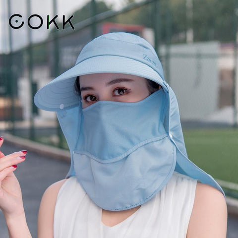 Summer Hats For Women Sun Hat With Mask Breathable Suncreen Outdoor Bicycling Beach Cap
