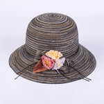 Fashion women  Hat Lady medium  Brim Floppy Summer Beach Sun Straw Hat Cap with flower Free Shipping