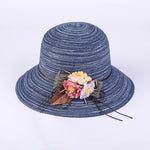 Fashion women  Hat Lady medium  Brim Floppy Summer Beach Sun Straw Hat Cap with flower Free Shipping