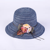 Fashion women  Hat Lady medium  Brim Floppy Summer Beach Sun Straw Hat Cap with flower Free Shipping