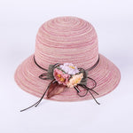 Fashion women  Hat Lady medium  Brim Floppy Summer Beach Sun Straw Hat Cap with flower Free Shipping