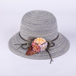Fashion women  Hat Lady medium  Brim Floppy Summer Beach Sun Straw Hat Cap with flower Free Shipping