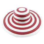 Summer Sun Hat For Women Straw Wide Brim Stripe Printed Caps Lady Girls Beach