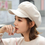 Women Beret Autumn Winter Octagonal Cap