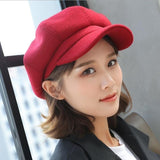 Women Beret Autumn Winter Octagonal Cap