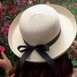 2018 Stylish Women Summer Sun Hat  Straw Bow Tie Beach Hat Fashion Vintage Cap UV Protection Lady Girls Caps