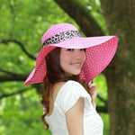 2019 Summer Straw Hats For Beach Sun Hats Bowknot Leopard Ribbon Hollow Cap Large Brim Visor For Women
