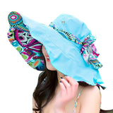 Womail Women hat summer Print Two-Side Big Brim Straw Hat Sun Floppy Wide Brim Hats Beach Cap