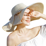 Women hat summer Big Brim Straw Hat Sun Floppy Wide Brim Hats New Bowknot Folding Beach Cap
