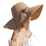 Women hat summer Big Brim Straw Hat Sun Floppy Wide Brim Hats New Bowknot Folding Beach Cap