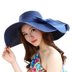 Women hat summer Big Brim Straw Hat Sun Floppy Wide Brim Hats New Bowknot Folding Beach Cap