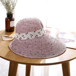 2019 New Fashion Women Sunshade Hat Widen Brim Bowknot Decor Breathable Beach Cap